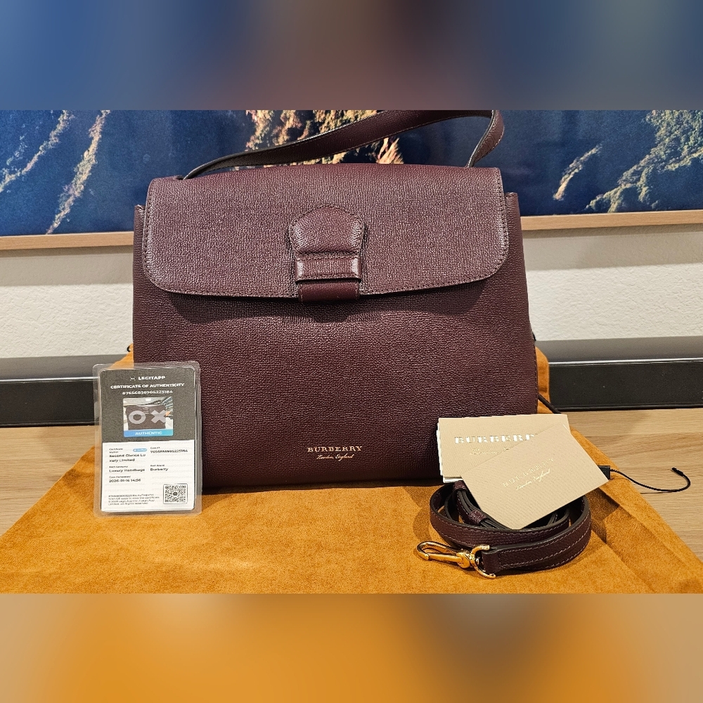 Burberry Derby Leather Top Handle Bag